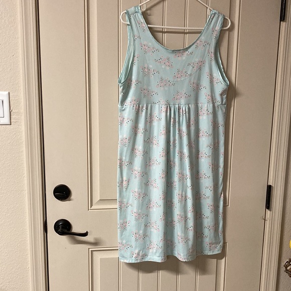 Marina Luna Intimates Sleepwear Nightgown Blue with Floral Design V-Neck Size L - Picture 5 of 5